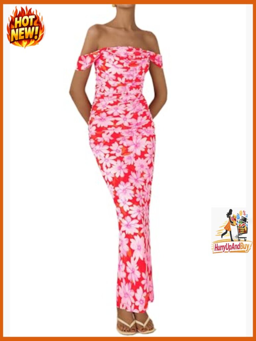 Elegant Floral Maxi Dress Off Shoulder Ruched Mesh Wedding Guest Cocktail - Picture 4 of 7